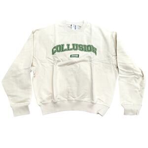 COLLUSION Unisex Varsity Logo Sweatshirt in Beige, Size M​​​​